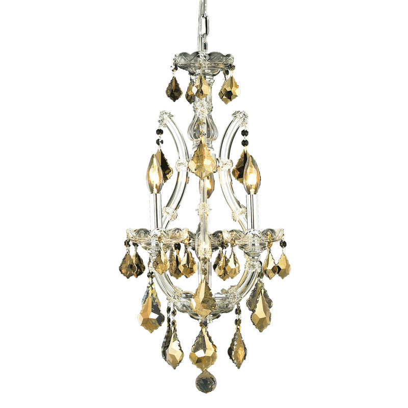 Stockard 4 - Light Glass Chandelier, Chrome / Golden Teak (Smoky) / Royal Cut