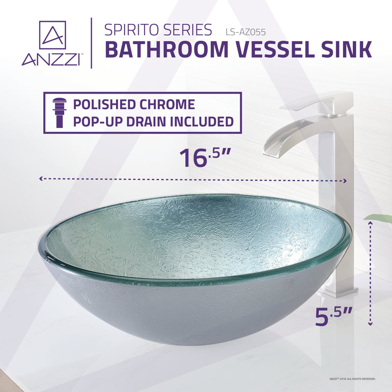 Spirito Silver and Green Glass Circular Vessel Sink