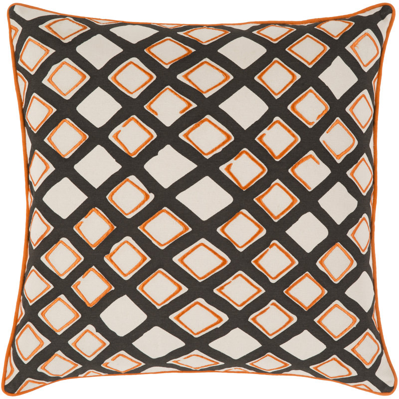 Omo 100% Cotton Pillow Cover, Orange, 22" H x 22" W x 1" D