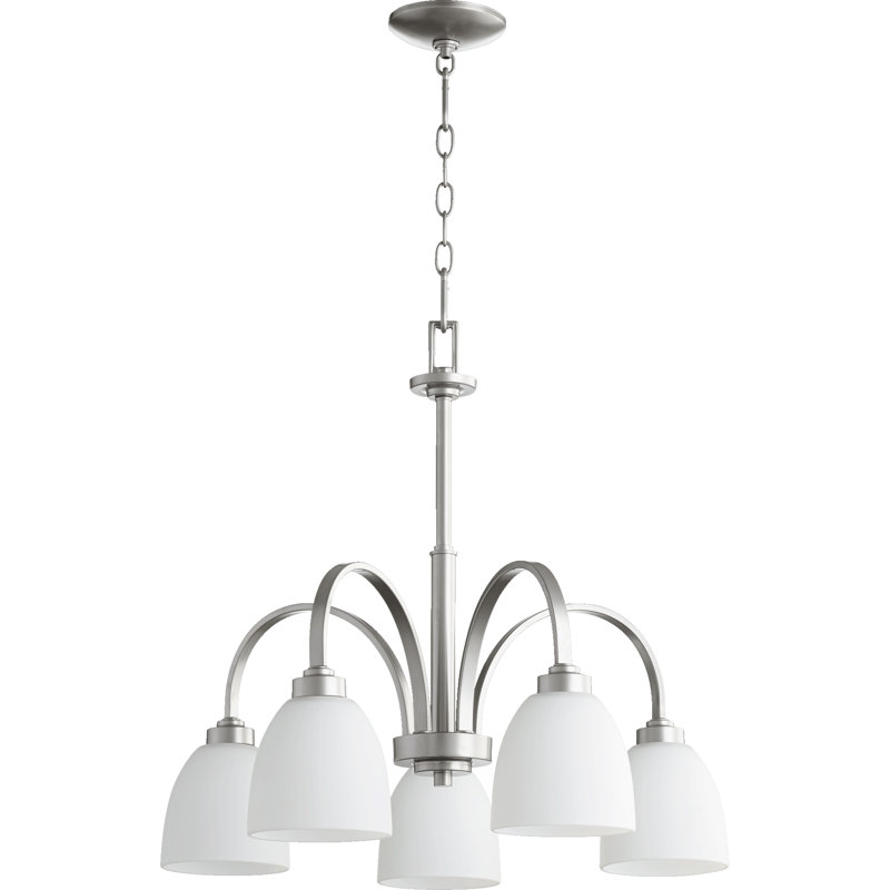 Cariad 5 - Light Shaded Chandelier Pendant, Classic Nickel