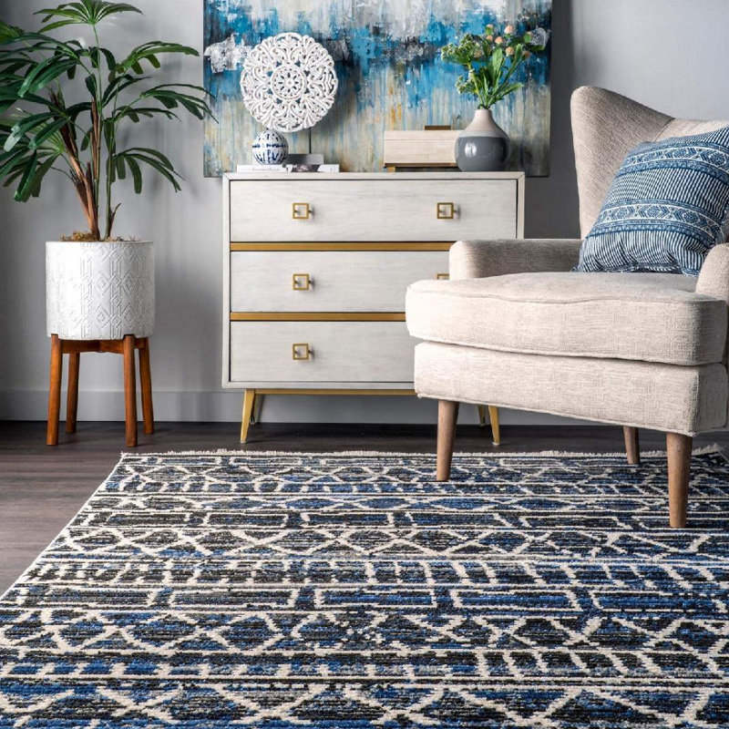 Tapis bleu area sud-ouest Debbie, Rectangle de 4' 5" x 6'