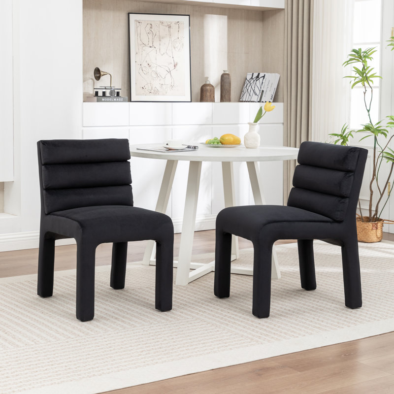 Cowger Velvet Upholstered Side Chair, Black
