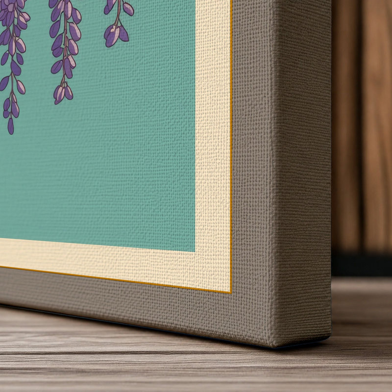 Cascading Wisteria Botanical - Wrapped Canvas, 24x16 - 61.0 x 40.6 cm, Taupe Border
