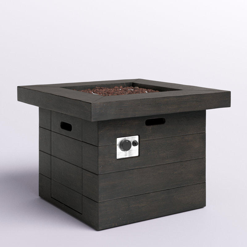 Rosia Square Concrete Propane Smokeless Fire Pit Table with Hidden Fuel Tank, Brown