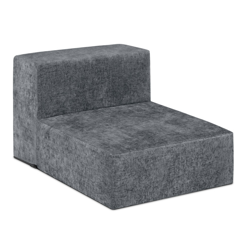 Gray Fabric Four-Piece Sectional Sofa with Ottoman