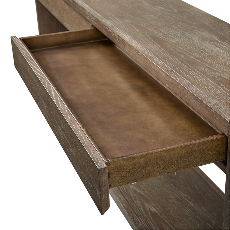 Table de 72 pouces de large avec 2 tiroirs dissimulés, bois massif brun +, fonction de fermeture en douceur, idéale pour ranger les clés et le courrier, finition grain de bois rustique bicolore, bois + matériau, mécanismes, minimaliste