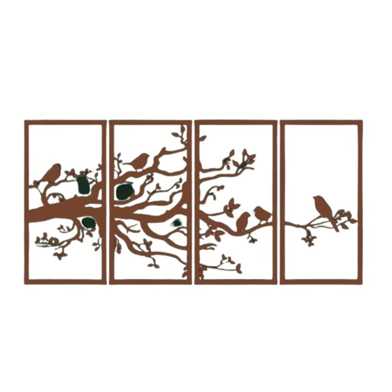 Handmade Traditional Plants & Flowers Wall Decor on Metal, 100cm H x 50cm W x 2cm D, Copper
