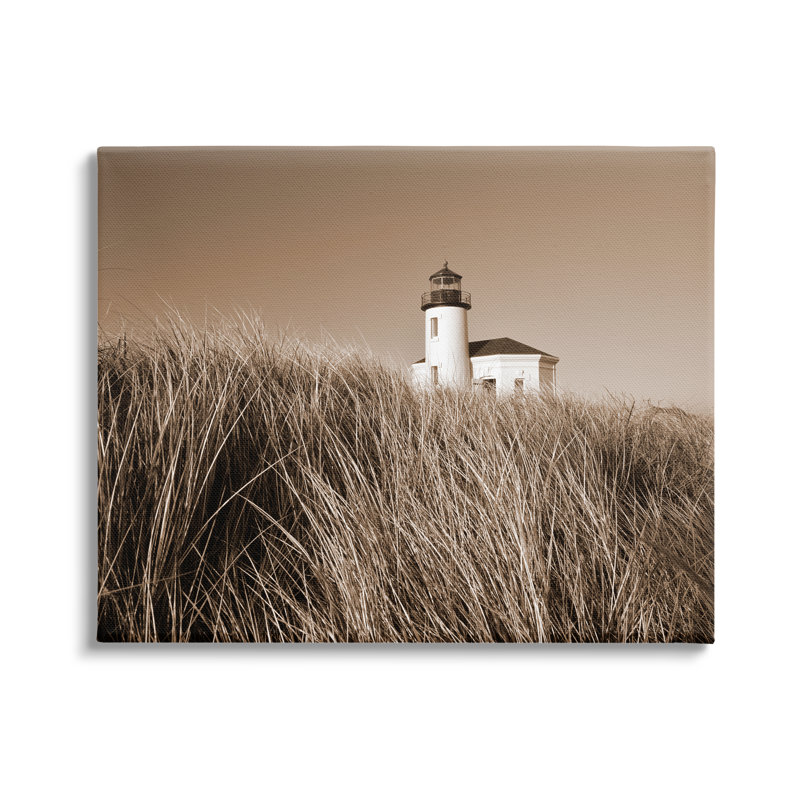 Au-528-Toile, bord de mer, phare, plage, herbes par Dennis Frates, photographie, H 16 po x l 20 po x P 1,5 po
