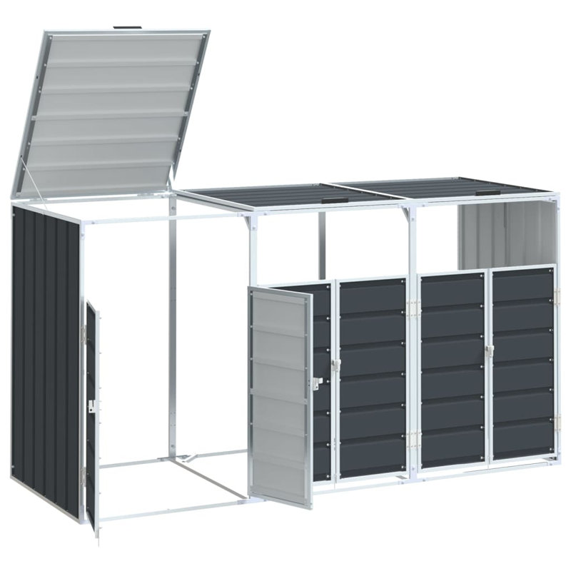 Boite de rangement pour poubelle en acier 85 x 31,9 x 45,3 po Anthracite, Anthracite