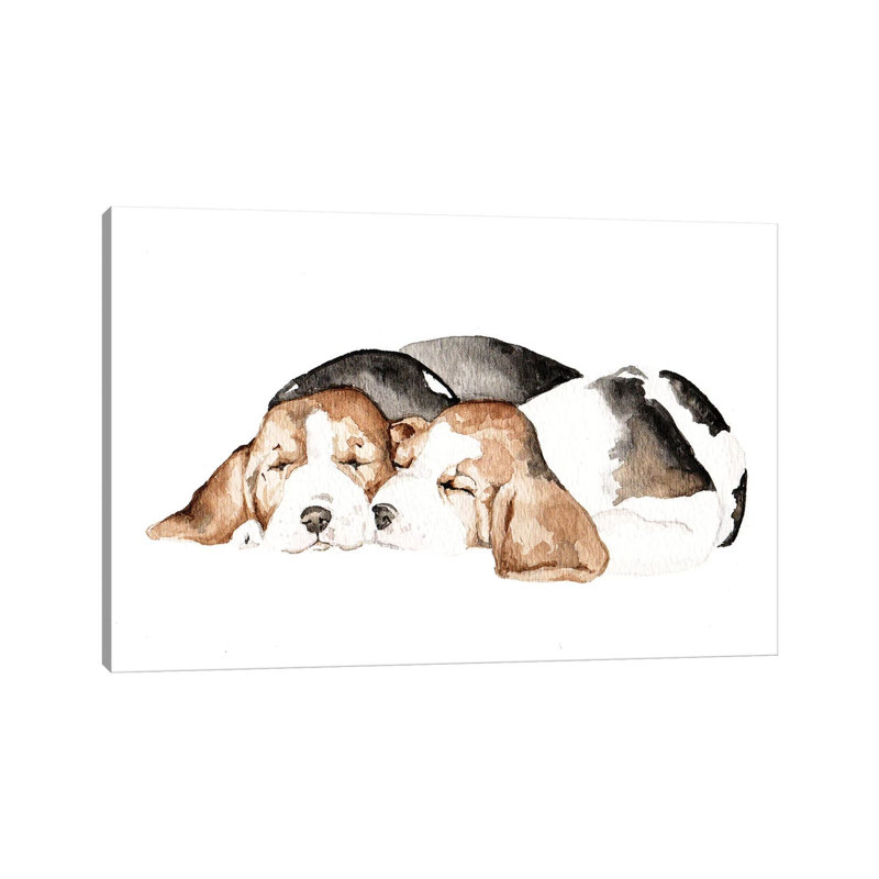 " Beagles " by Wandering Laur, 12" H x 18" W x 1.5" D