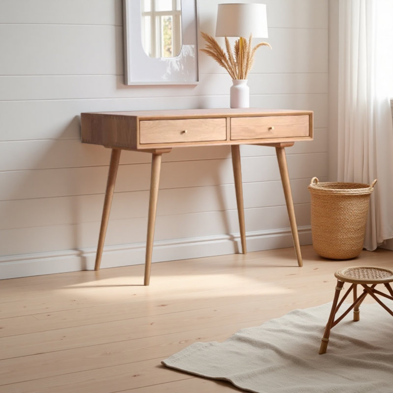 Bureau à double tiroir en chêne de style industriel, H 29,52 po x l 31,49 po x P 21,65 po