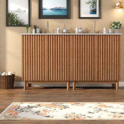 Spacious Vanity Cabinet And Sink, 59.8 Inch Wood Mdf Modern Bathroom