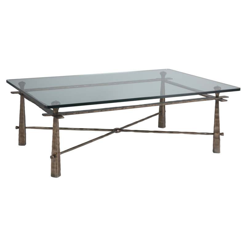 Cortona Rectangular Bronze Metal and Glass Coffee Table