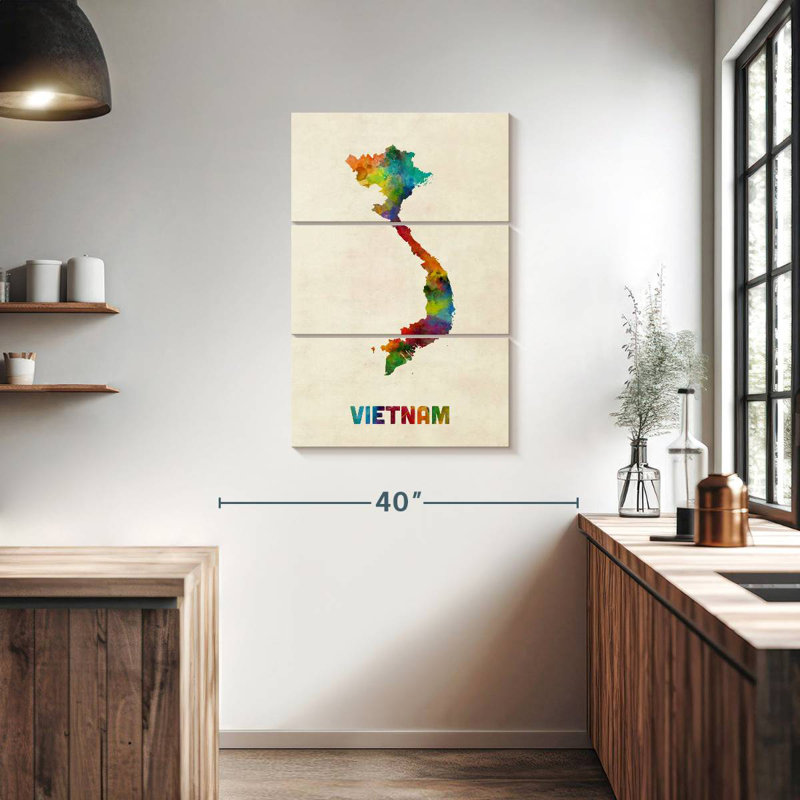 Carte d'aquarelle Aliaz Vietnam II, H 38 po x l 24 po