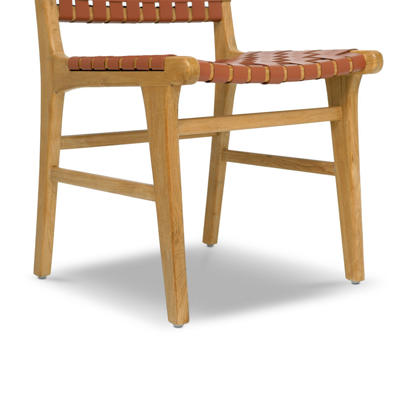  Teak & Leather Dining Chair, Fauve Tan
