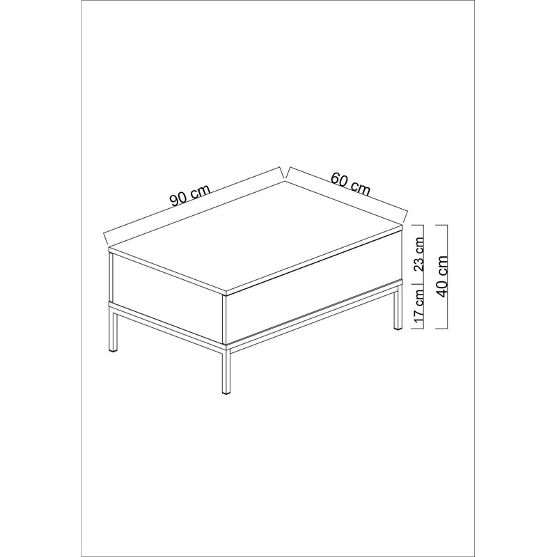 Table basse moderne avec pieds en métal, blanc et or, 35,4 x 15,7 x 23,6 pouces | 100% panneau de particules enduit de mélamine, épaisseur: 0,7 pouce | Design élégant parfait pour le salon et les espaces contemporains