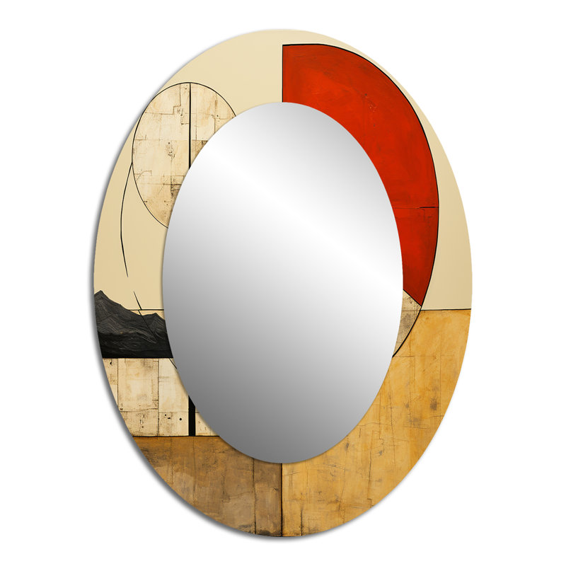 Time Capsule Vintage Illustration - Abstract Oval Decorative Mirror On Metal, 40" x 30"