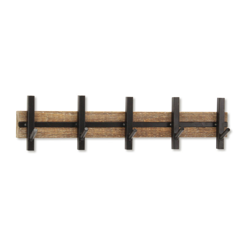 Orionis 5 Hook Modern Coat Rack, Black/Brown