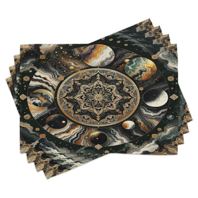 Polyester Dark Grey Earth Yellow Rectangle Placemat