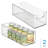 iDesign Plastic Stackable Pantry Bin - Storage Bin with Handles for Cabinets or Fridge - Set of 2 - Clear