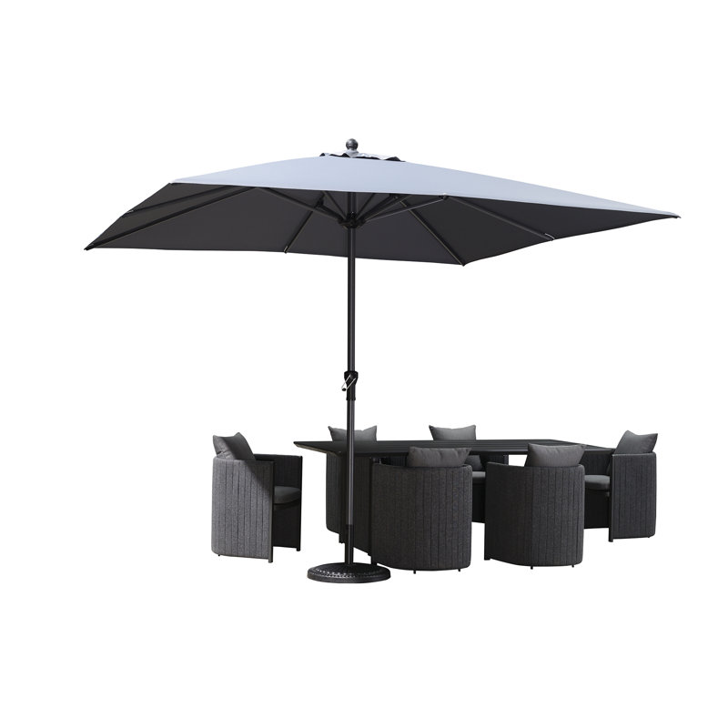 Latitude Run 108”×132“Rectangle Outdoor Rectangular Market Table Umbrella, Light Gray