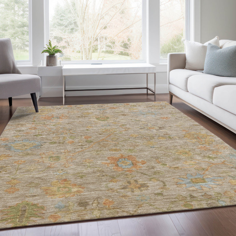 Tapis beige d'intérieur / extérieur lavable à la machine, Rectangle 10 pi x 14 pi