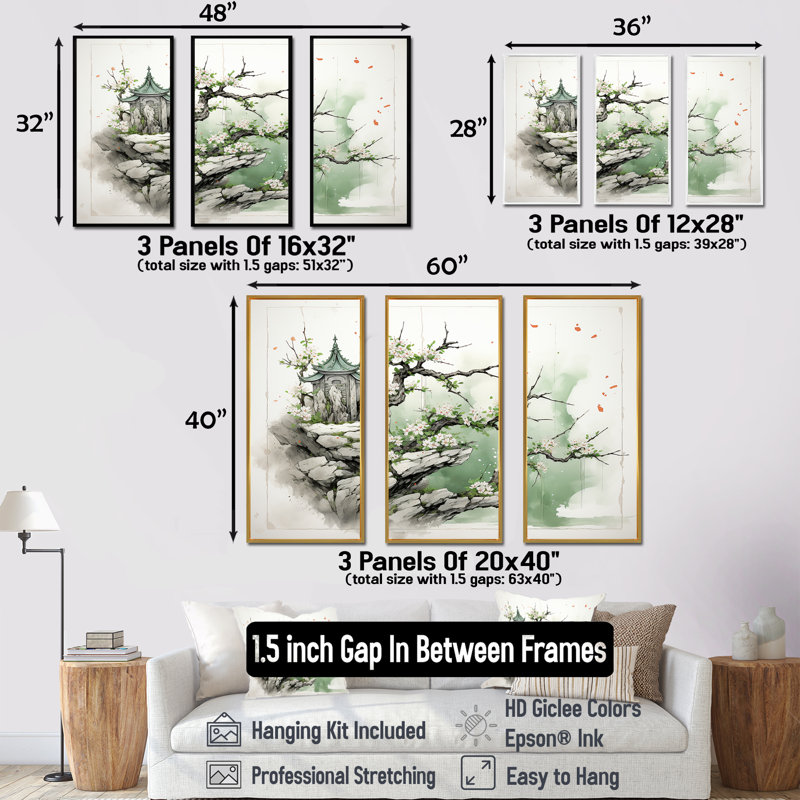Gloomy Horizon Landscape Blooms - Art mural paysage, Cadre flottant brun, H 28 po x l 36 po x P 1 po