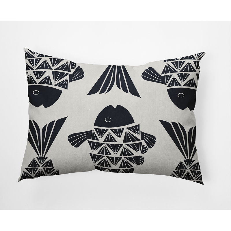 Big Fish Coastal Pillow Cover and Insert, Shark Blue, 14" x 20"