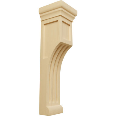 4"W x 4"D x 14"H Recessed Groove Corbel, Alder (6-Pack)