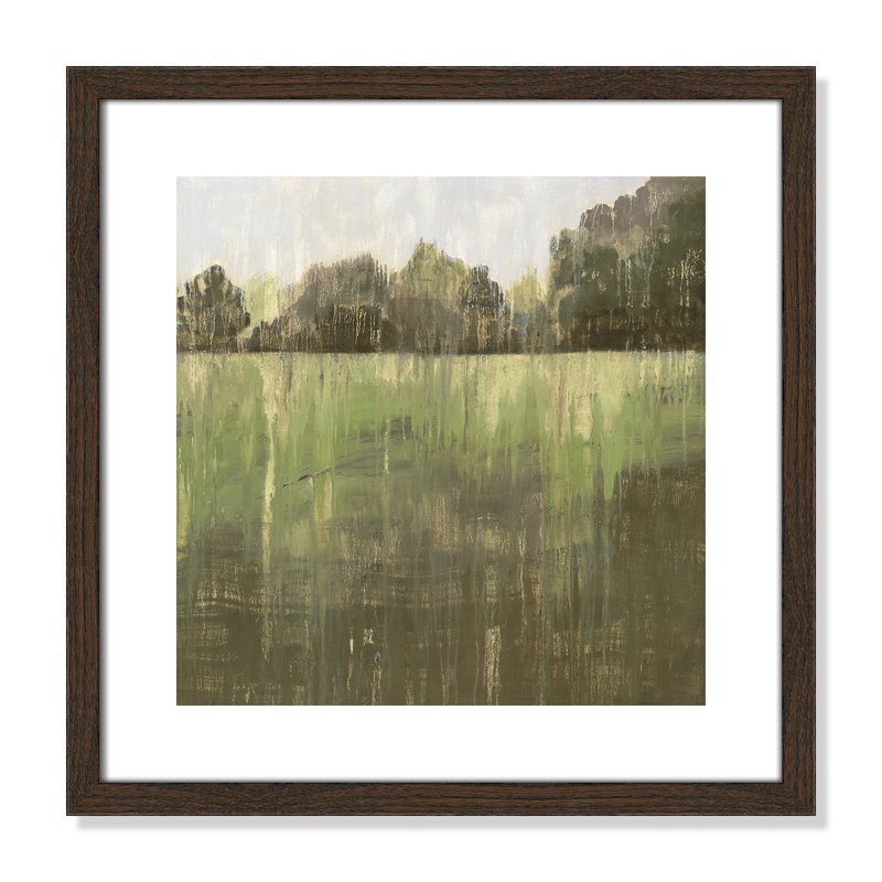 Champ vert II - reproduction d'art, Papier avec cadre en bois de noyer, H 18,25 po x l 18,25 po x P 0,75 po