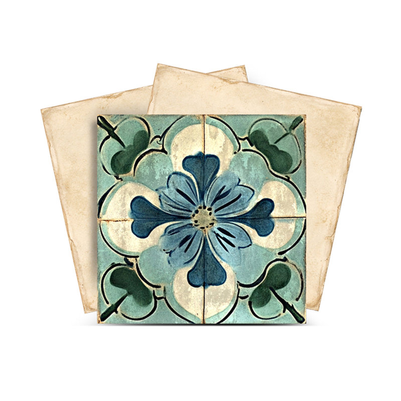 Carreau de mosaïque en vinyle décoratif décoratif en céramique d'inspiration espagnole 6 po x 6 po