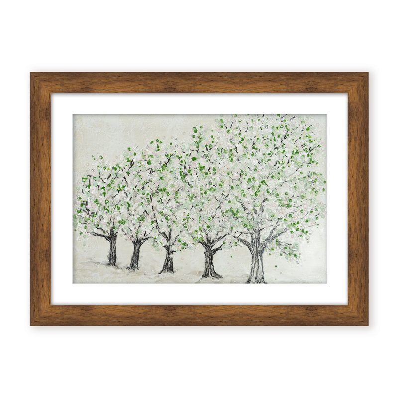 Nature Inspired "Springtime Serenity" Canvas Wall Art By , 12" H x 16" W, Framed Matted Print, Beige