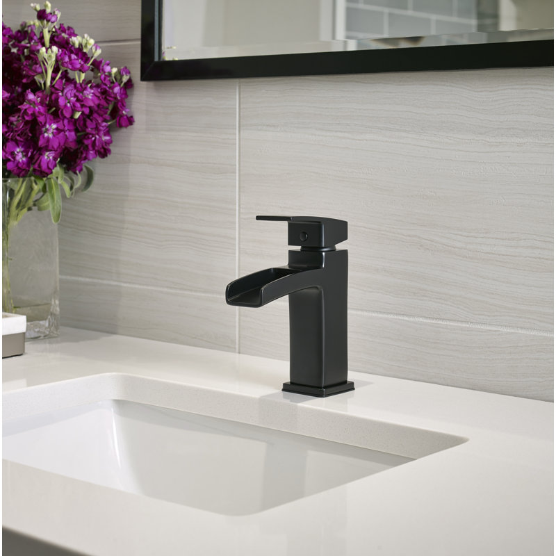 Robinet de salle de bain central à commande simple Kenzo, Noir mat