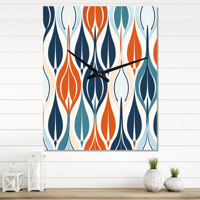 Horloge murale moderne orange et bleue I - Abstract