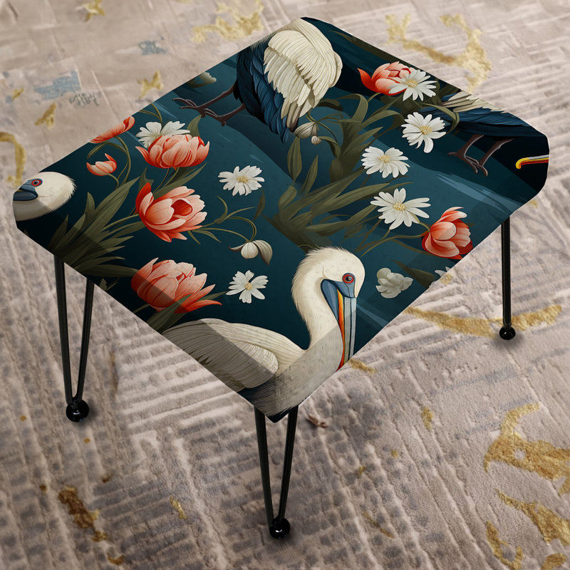 Coastal Pelican Parade Coastal Pattern - Coastal Rectangle Ottoman