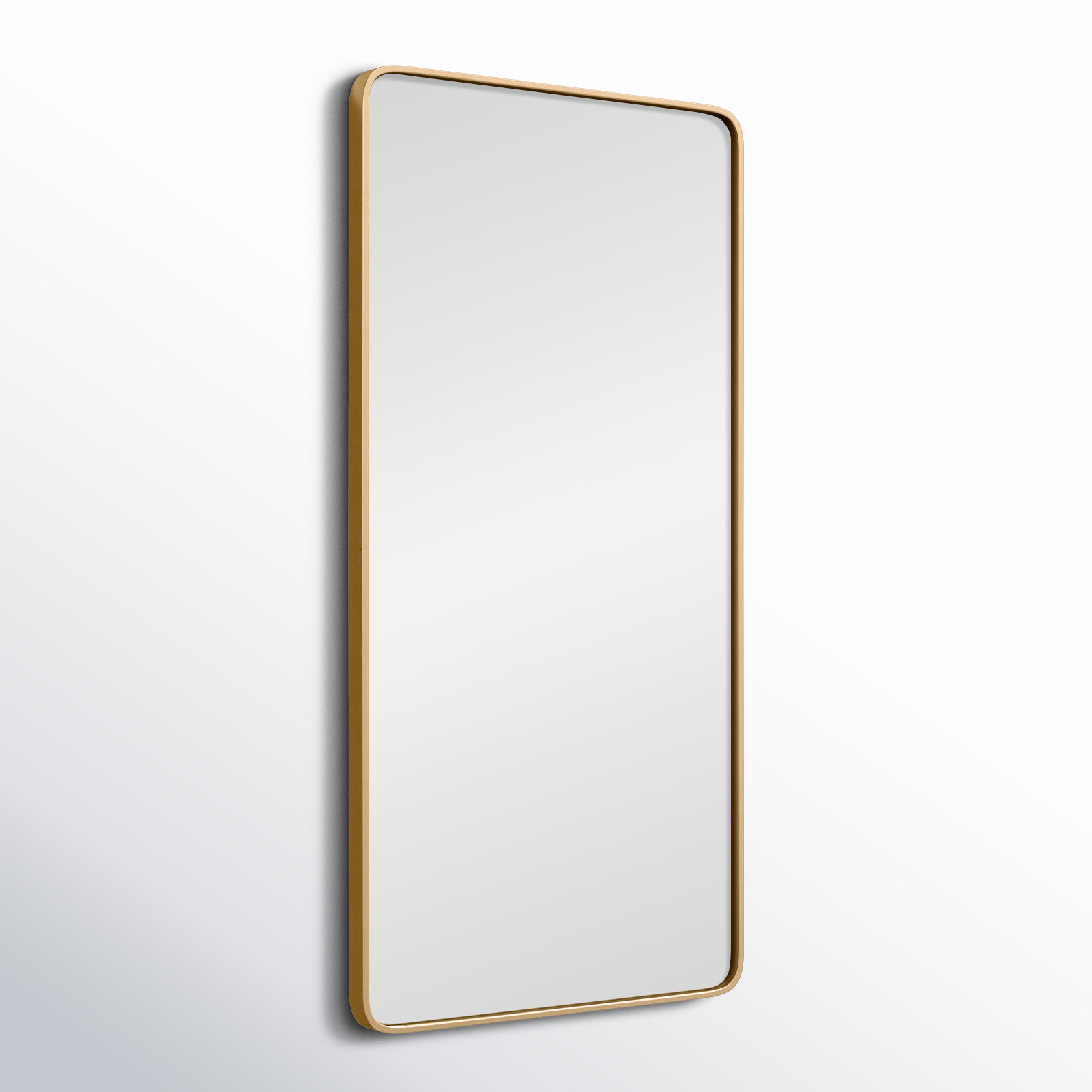Sabine Metal Rounded Rectangle Wall Mirror, Brass, 36" x 18"
