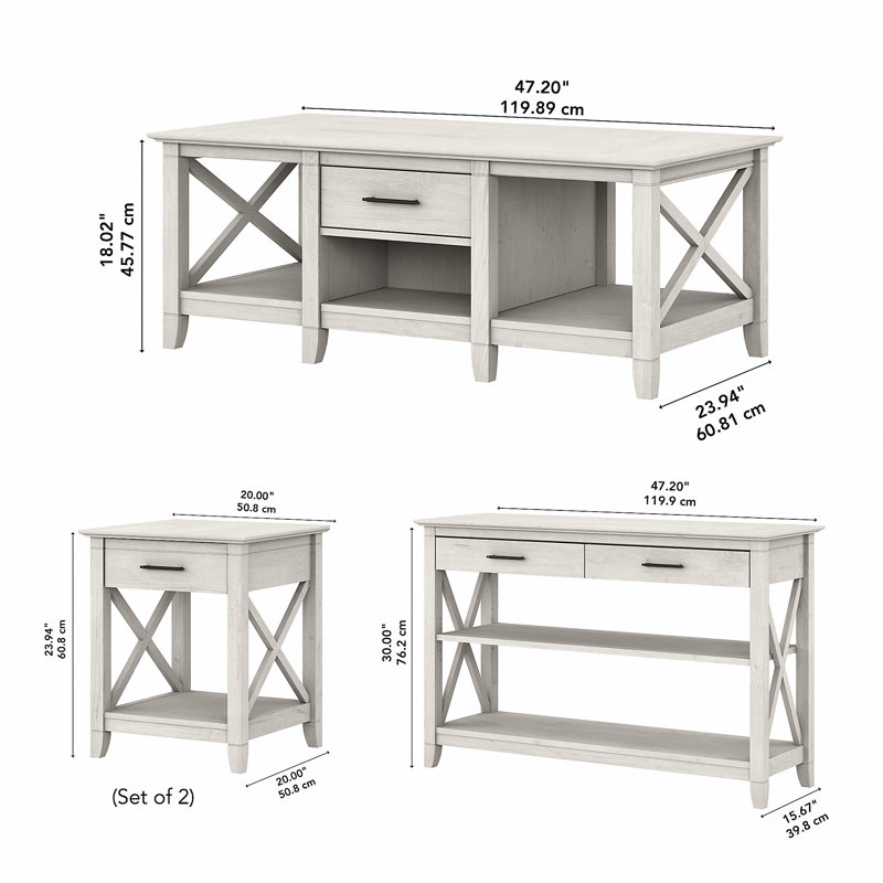 Ensemble de table 4 pièces Kaionna, Chêne blanc lin