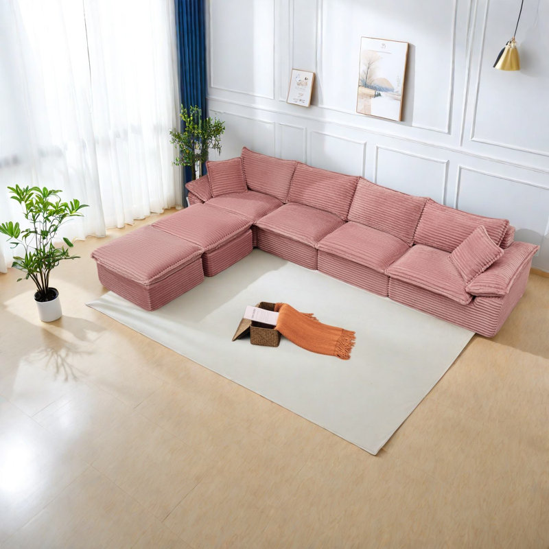 Canapé modulaire en nuage de velours côtelé 144 pouces Compression