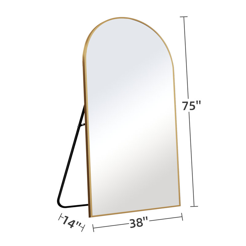 Arched Full Length Mirror Large Floor Mirror, Gold, 75" x 38"