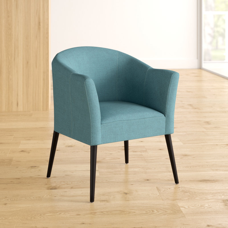 Babette 25" W Solid Wood Frame Mid-Century Modern Barrel Chair, Dark Teal 