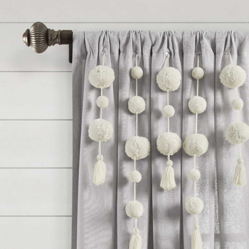 Cotton Blend Semi Sheer Curtain Single Panel, Light Gray, 52"W x 63"L