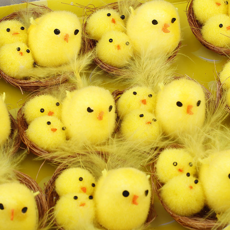 12 mini-poussins de Pâques réalistes mignons et moelleux pour la décoration de fête