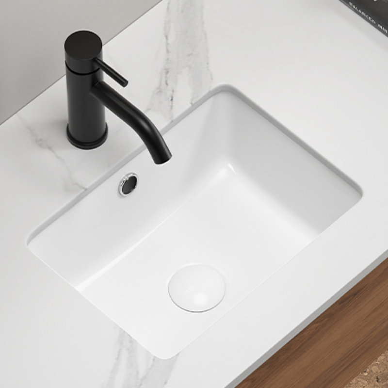 Lavabo de salle de bain rectangulaire encastrable 16 po avec trop-plein et vasque en porcelaine