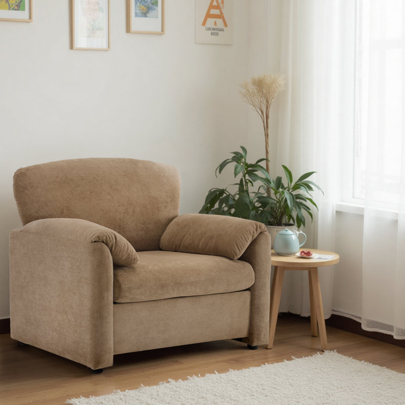 Fauteuil avec canapé simple pour le salon, Chenille brun