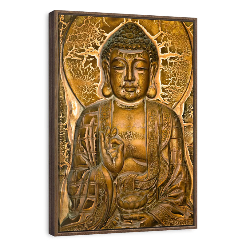 Buddha Mural, 17" x 25", Floating Frame Walnut