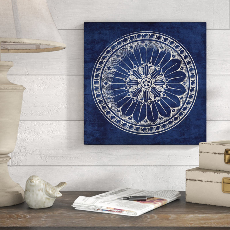 «Rosette I», reproduction d'impression en indigo, H 24 po x l 24 po x P 1,5 po, Toile