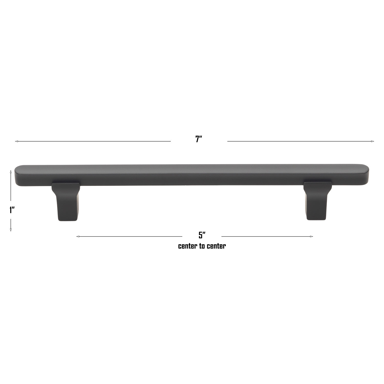 Giana 5" Solid Flat Bar Cabinet Pull, Matte Black