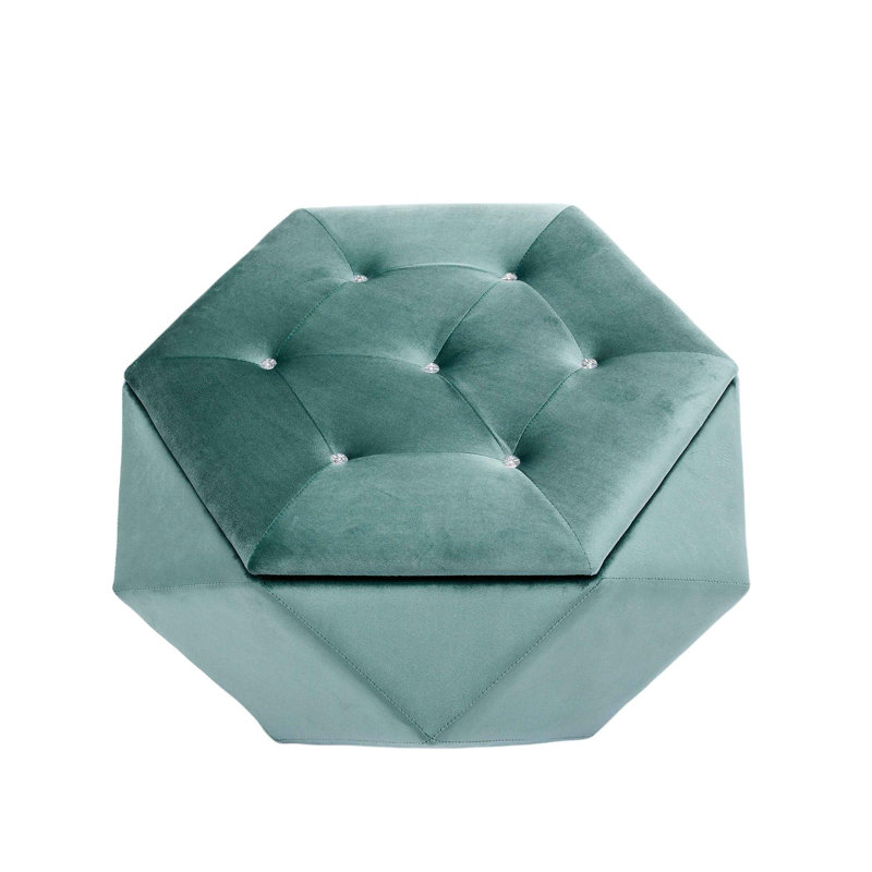 Repose-pieds en velours de rangement élégant, Vert