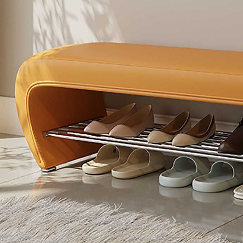 47.2in Shoe Storage Bench Shoe Changing Stool, Orange