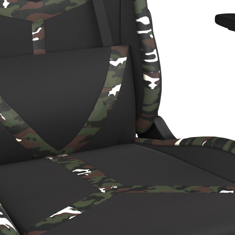 Fauteuil de jeu avec repose-pieds en similicuir, Noir / camouflage
